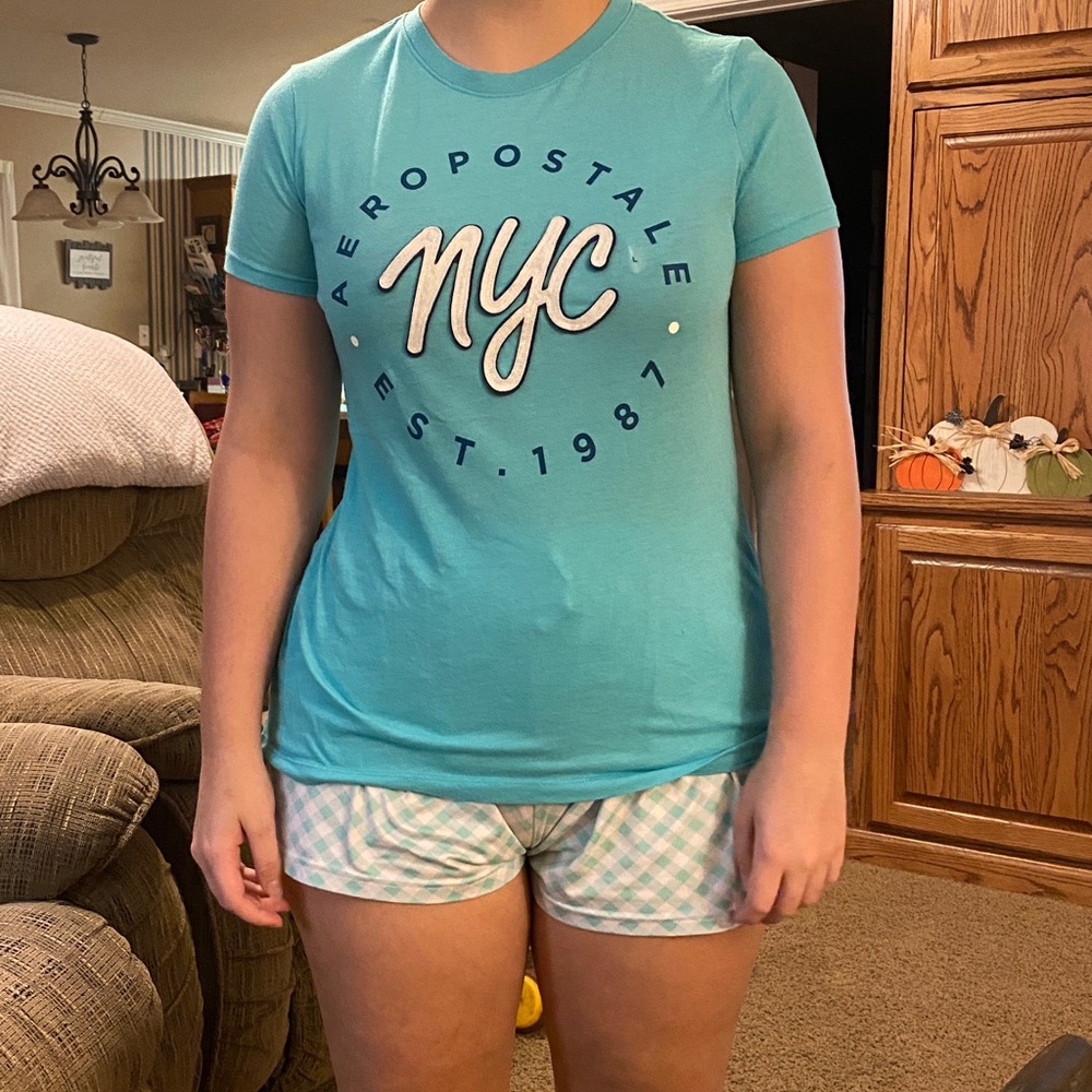 Aeropostale Teal NYC Graphic Tee
